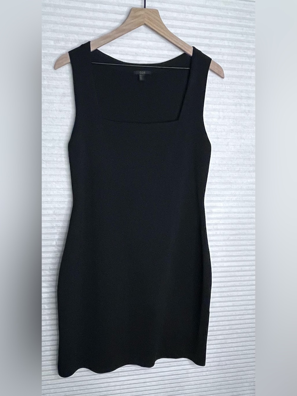COS Square Neck Tube Knit Form fitting Dress Black Party Formal Large Stretch - Picture 4 of 7